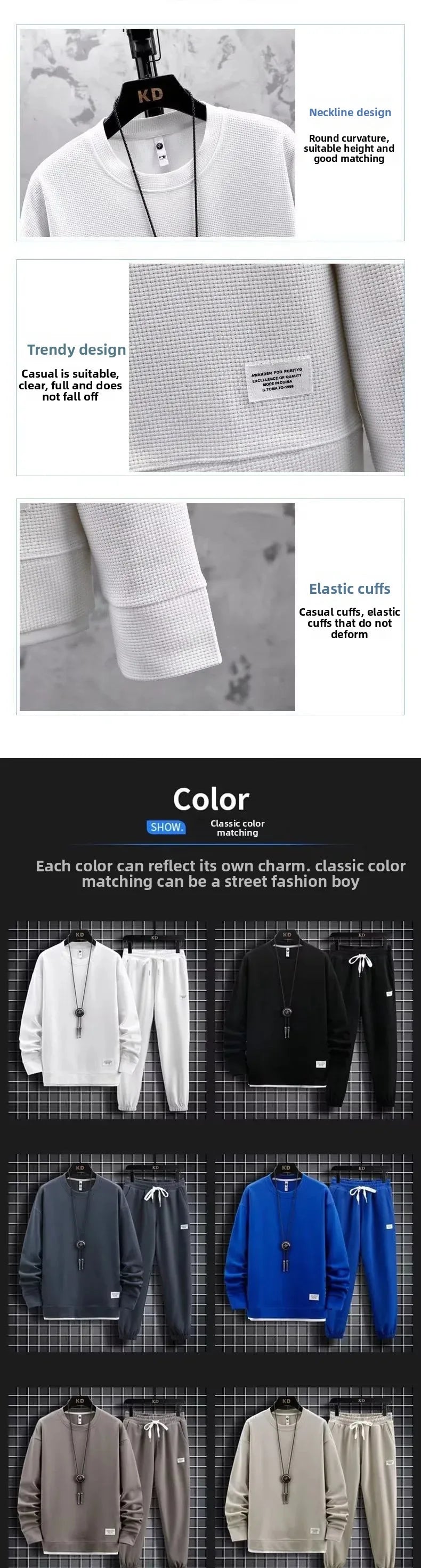 New Autumn Men's Fashion Sportswear Set Long Sleeve T-Shirt And Long Pants Casual Trendy Marbled Pattern Clothing Ensemble.