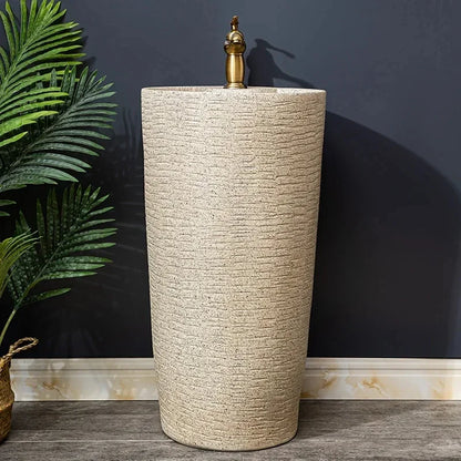 Säulenwaschbecken, Innenhof, integrierter Pool, bodenstehendes Inter-Plattform-Waschbecken, Balkon, Badezimmer, Sockelwaschbecken aus Keramik