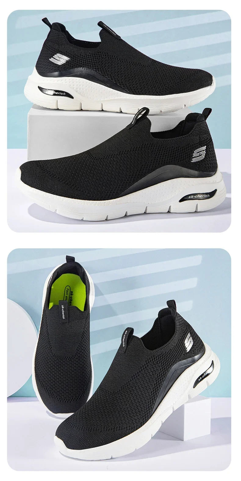 Men's Sports Running Shoes Fashion Breathable Cotton Shoelaces Increased Heel Sneakers Mesh Casual Sports Shoes.