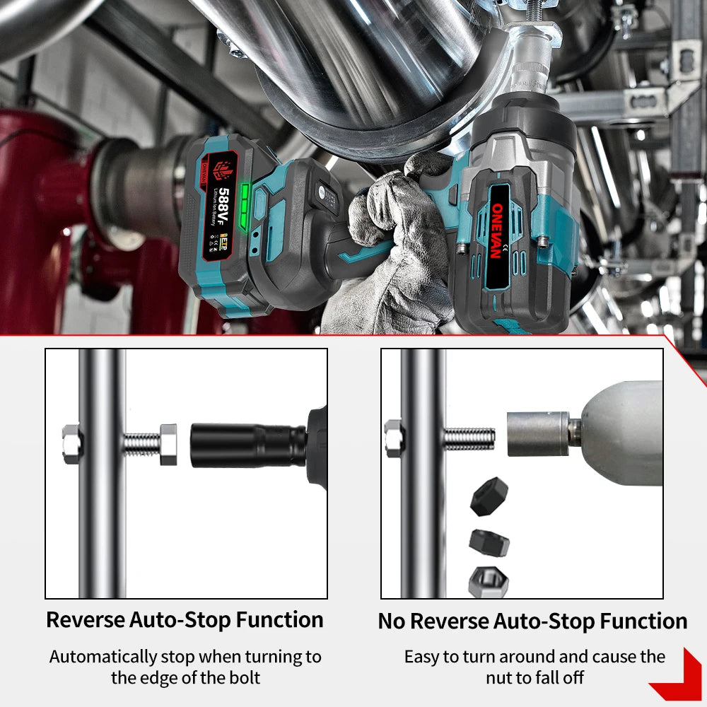 ONEVAN 2800N.M Bürstenloser elektrischer Schlagschrauber 1/2 Zoll Akku-Drehmomentschlüssel Schraubendreher Elektrowerkzeug für Makita 18V Batterie Pin