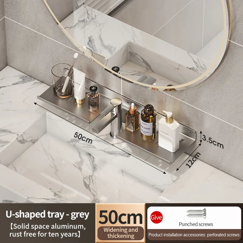 Badezimmerregal, Badezimmerregal, Toilettenlagerregal, Toilette, Küchenraum, Aluminium, zum Aufhängen an der Wand, stanzfreies Regal