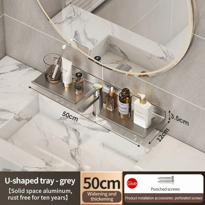 Badezimmerregal aus Aluminium, Badezimmerregal, WC-Lagerregal, WC- und Küchenregal, zum Aufhängen an der Wand, stanzfreies Regal