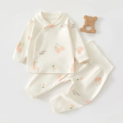 Newborn Baby Base Shirt+pants 2-piece Set Autumn and Winter Cartoon Pure Cotton Top+pants 0-18M Newborn Baby Pajamas