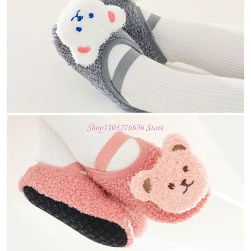 R6FD Warm Winter Baby Slippers Toddler Plush Floor Sock Shoes Anti-slip Walking Shoes