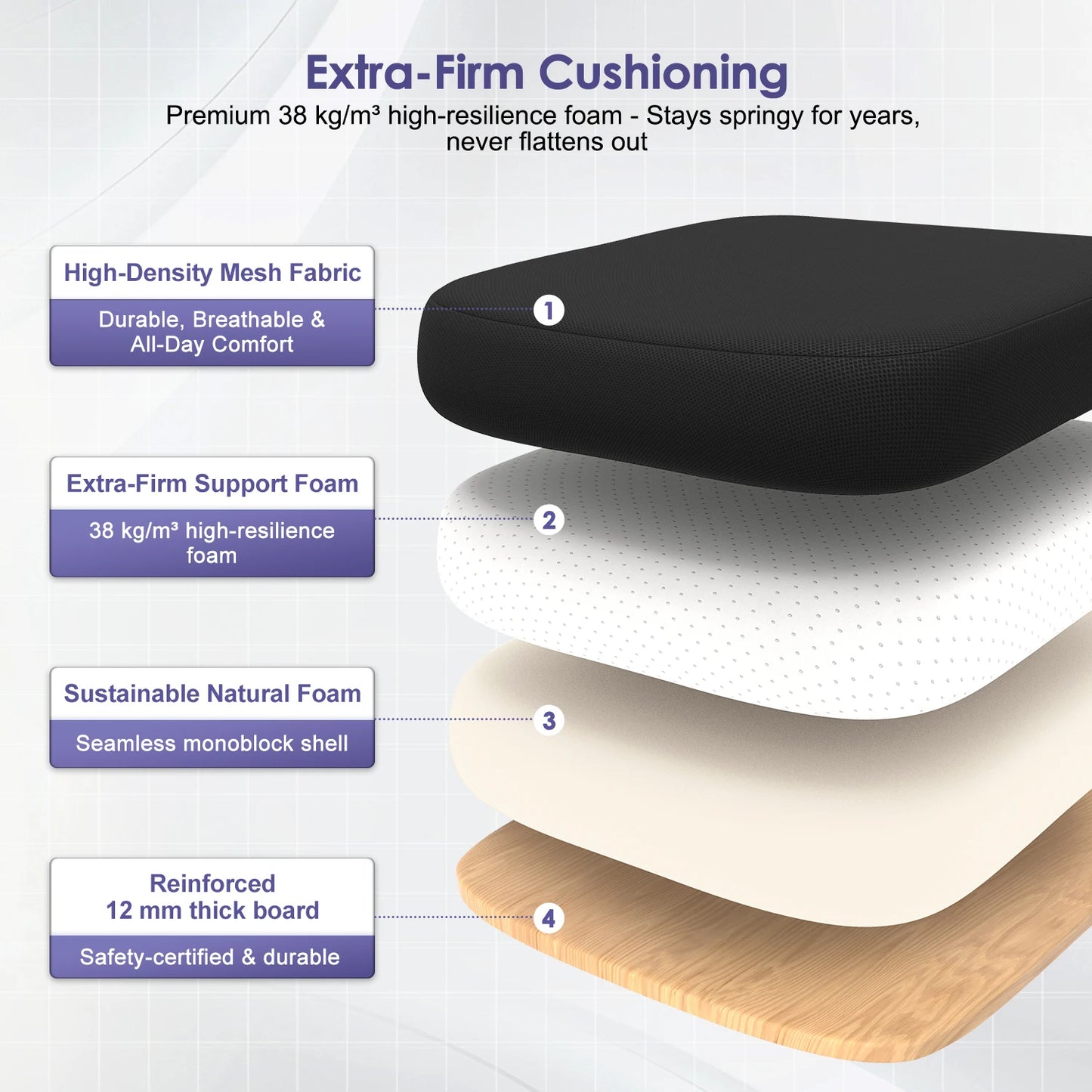 AUTHMIC Ergonomischer Bürostuhl mit Netzrücken, Lordosenstütze, hochklappbare Armlehnen, höhenverstellbar, für die Arbeit im Home-Office-Schreibtisch