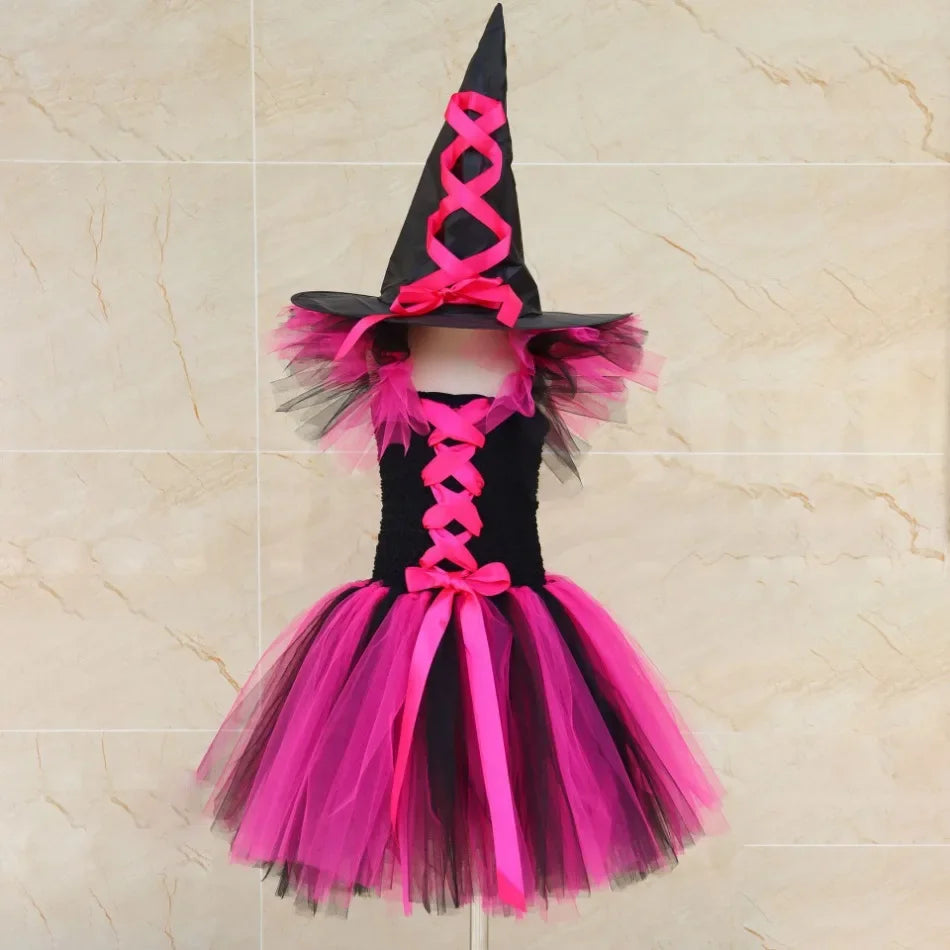 Halloween Malefice Kostüm für Kinder Karneval Party Kleidung Set Hexe böse Königin Cosplay Kostüm für Mädchen Phantasie Tüll Tutu Kleid.