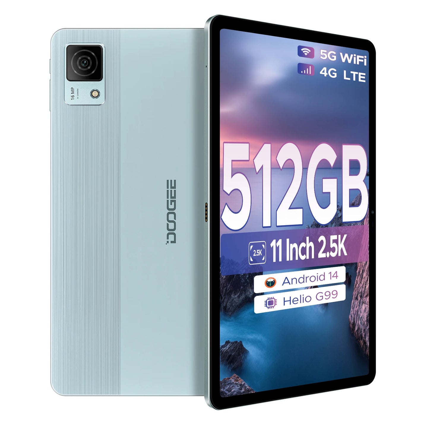 DOOGEE T40 Android Tablet 14 11 ''IPS 2.5K 8GB RAM 512GB ROM Helio G99 8580mAh 18W Charge Face Unlock 7.6mm ultra-thin Tablet