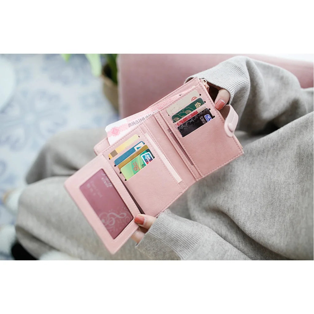 Personalized Name Women’s Short Wallet -Customize Name Multifunctional Solid Color Stitching Buckle，Multi-Card Slot Coin Purse.