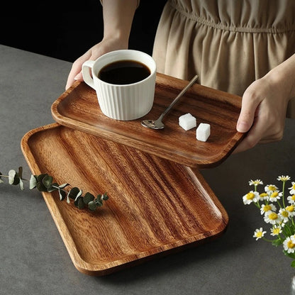Wooden Tray Rectangular Solid Wooden Serving Tray Coffee Dessert Tea Storage Tray Kitchen Accessories.