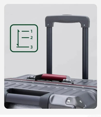 20-Handgepäck, Trolley mit Aluminiumrahmen, PC-Koffer, Reisekoffer mit breitem Griff