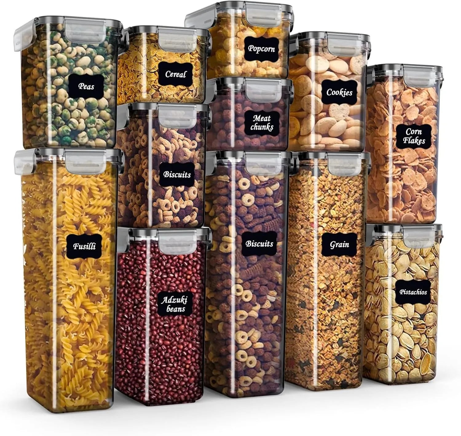 Airtight Food Storage Containers With Lids Thickened Transparent Square Jars For Kitchen Pantry Organization - Dry Food Cereal.
