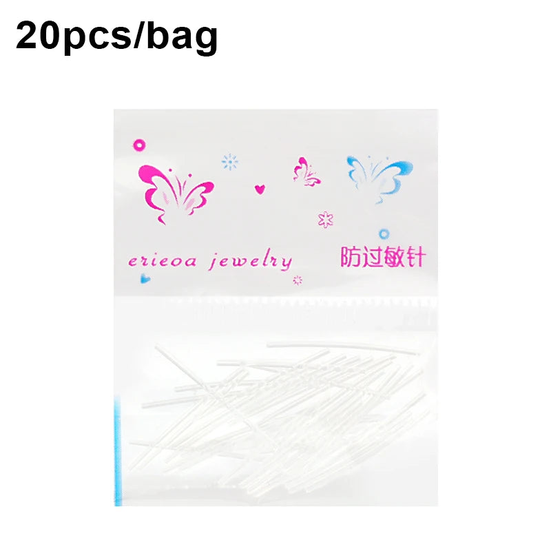 Invisible Plastic Soft Stud Earrings Hypoallergenic Simple Transparent Earring Piercing Retainer Ear Studs Pins Jewelry