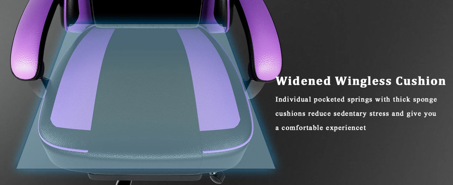Gaming-Stuhl mit Taschenfederkissen und Fußstütze, ergonomischer Computerstuhl für Erwachsene, atmungsaktiver Spielstuhl aus PU-Leder, Adj