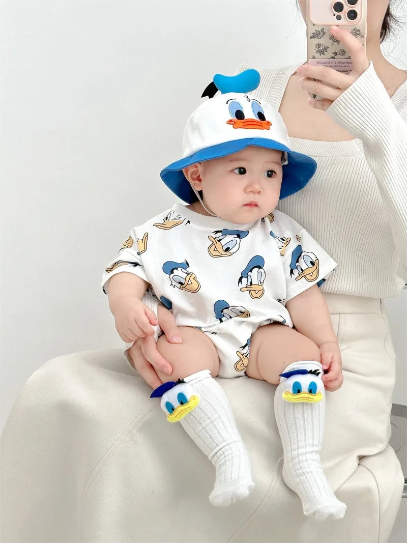 Donald Duck Bodys Einteiler Babykleidung 0-2 Jahre alt Cartoon-Stil Loose Wrap Ass Krabbelanzug K594-1