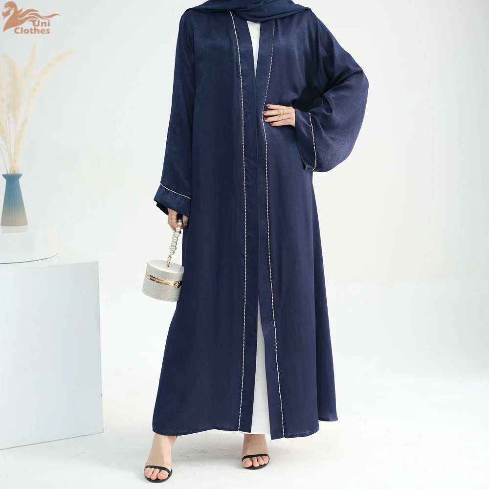 Ramadan Women's Galabiyas Solid Open Kaftan Dubai Abaya Dress Turkey Kimono Long Cardigan Fashion Muslim Islamic Clothing.