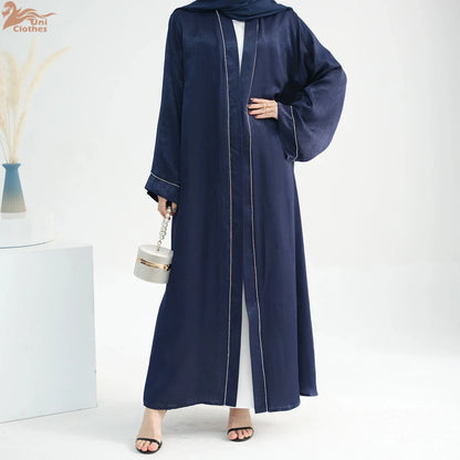 Ramadan Women's Galabiyas Solid Open Kaftan Dubai Abaya Dress Turkey Kimono Long Cardigan Fashion Muslim Islamic Clothing.