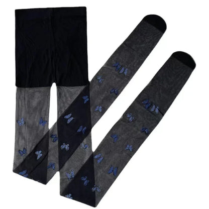 Gothic Women Lolita Leggings Hollowed Out Mesh retro Girls Stockings Japanese Bottomed Lace Pantyhose Floral Rattan Black Tights