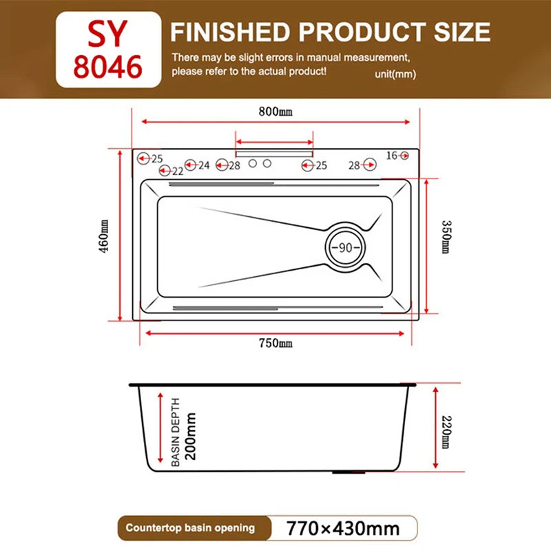 Household Digital Display Piano Button Waterfall Faucet Stainless Steel Kitchen Sink Large Single Bowl Multifunctional Wash Slot