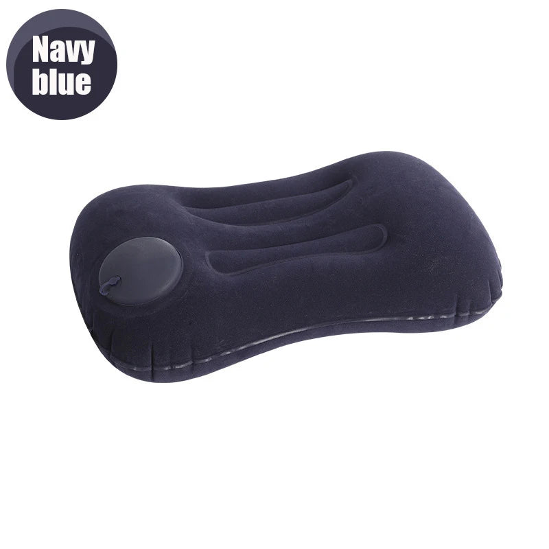 portable Inflatable Square Pillow Flocking travel neck pillow foldable waist pillow Comfortable Travel Camping Plane Pillow 1PC.