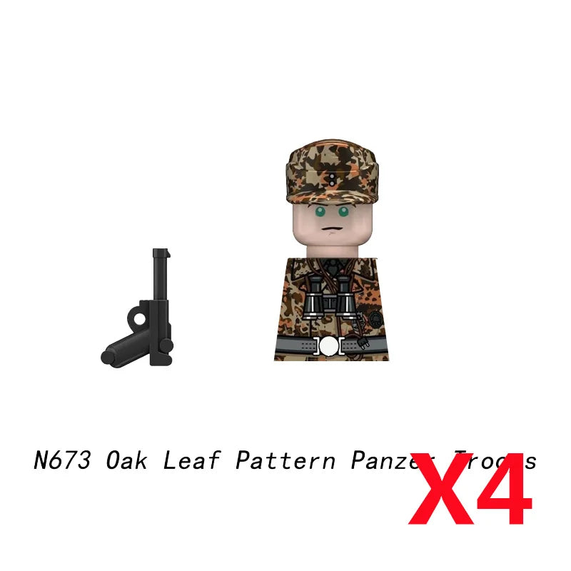 Military WWII Figure Building Blocks Accessories MP40 Rocket Launcher MG42 Officer Army Camouflage Soldier Pzf 98K Toy Gift N029