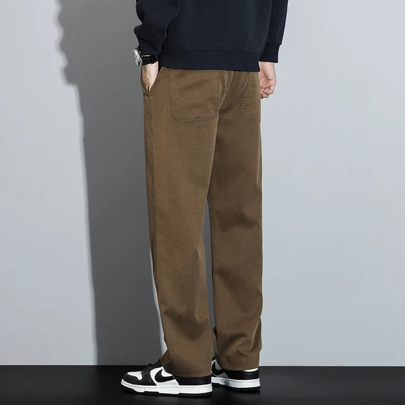 Mens Lyocell Straight Loose Elastic Waist Jeans 2025 Autumn Winter Fashion Brand Comfortable Versatile Pants Plus Size 5XL.