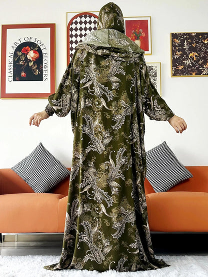 Promotion New Two Hat Women Abaya With Hooded Floral Casual Long Sleeve Abaya Tassel Muslim Saudi Prayer Kaftan Oriental Robes.