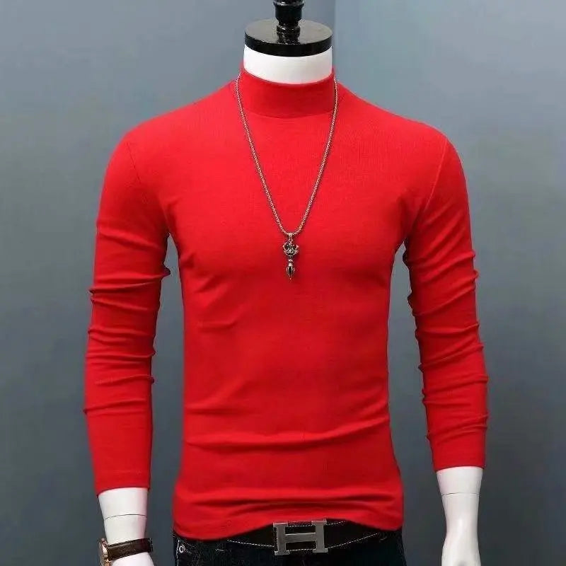 2023 new Sweater Men Solid Color Turtleneck Pullovers Pull Homme Men's cold Blouse Winter Long Sleeve T Shirts