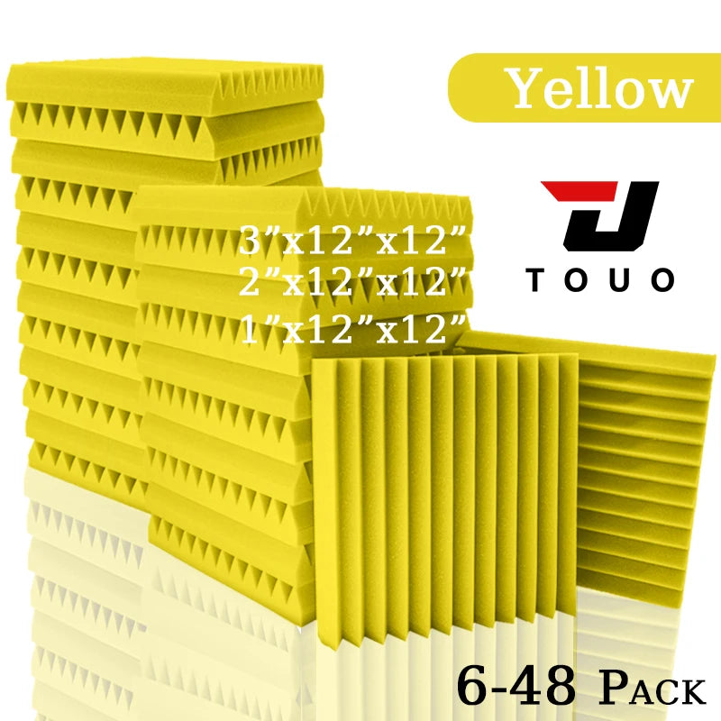 TOUO Panel Soundproofing 6-48 Pack Studio Acoustic Foam Sound Absorbing Foam Panel House Isolation Wall Acoustic Foam Sponge Pad