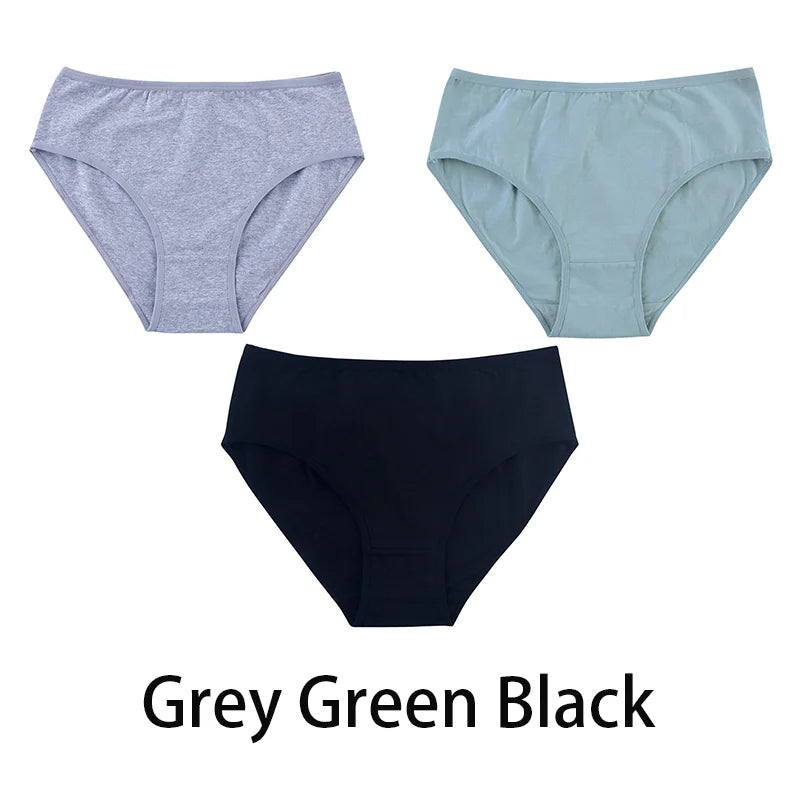 3PCS/Set Women Sexy Seamless Cotton Panties Big Size Underwear Female Underpants Girls 6 Solid Color Soft Briefs Lingerie 8815