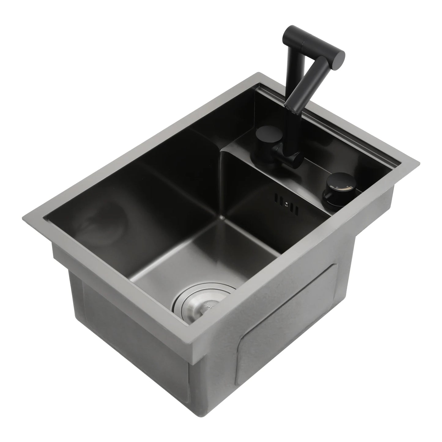 Bymaocar Edelstahlspüle 30 x 45 x 23 cm mit Wasserhahn, eingebettetes Küchenspüle, einschüssel, verdecktes Küchenspüle