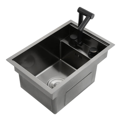 Bymaocar Edelstahlspüle 30 x 45 x 23 cm mit Wasserhahn, eingebettetes Küchenspüle, einschüssel, verdecktes Küchenspüle
