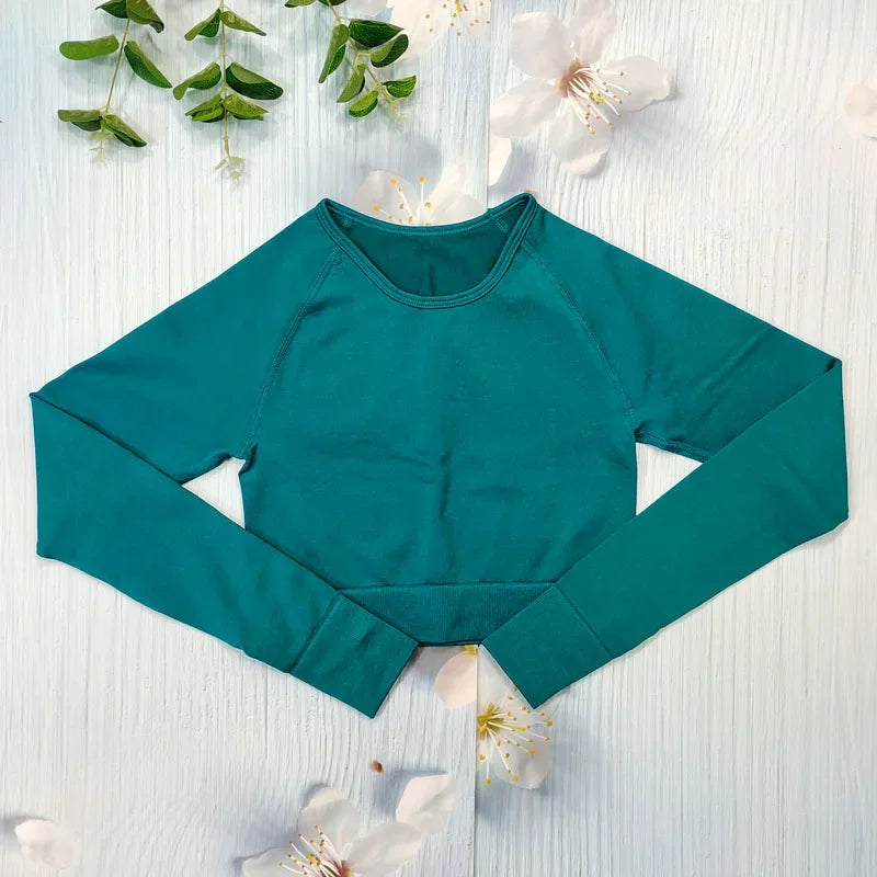 Seamless Women's T-shirt Sports Female Clothing Fitness Long Sleeve Tops with Thumb Hole Gym Running Shirts Workout Sportswear