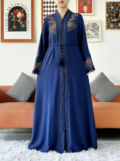 New Women Elegant Dress Chiffon Open Abaya with Zipper Muslim Women Dress Islamic Clothing Cardigan Abaya Women Muslim Dress.
