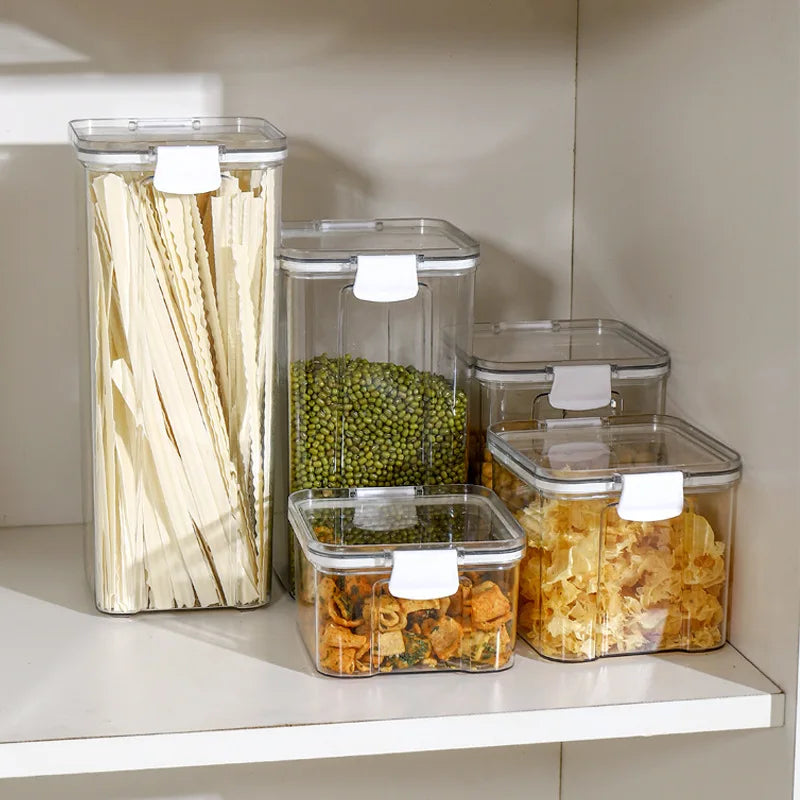 Large Capacity Waterproof Transparent Sealed Jar Multi-size Scene Kitchen Candy Dried Grain Storage With Lid Fridge Storage Tank.
