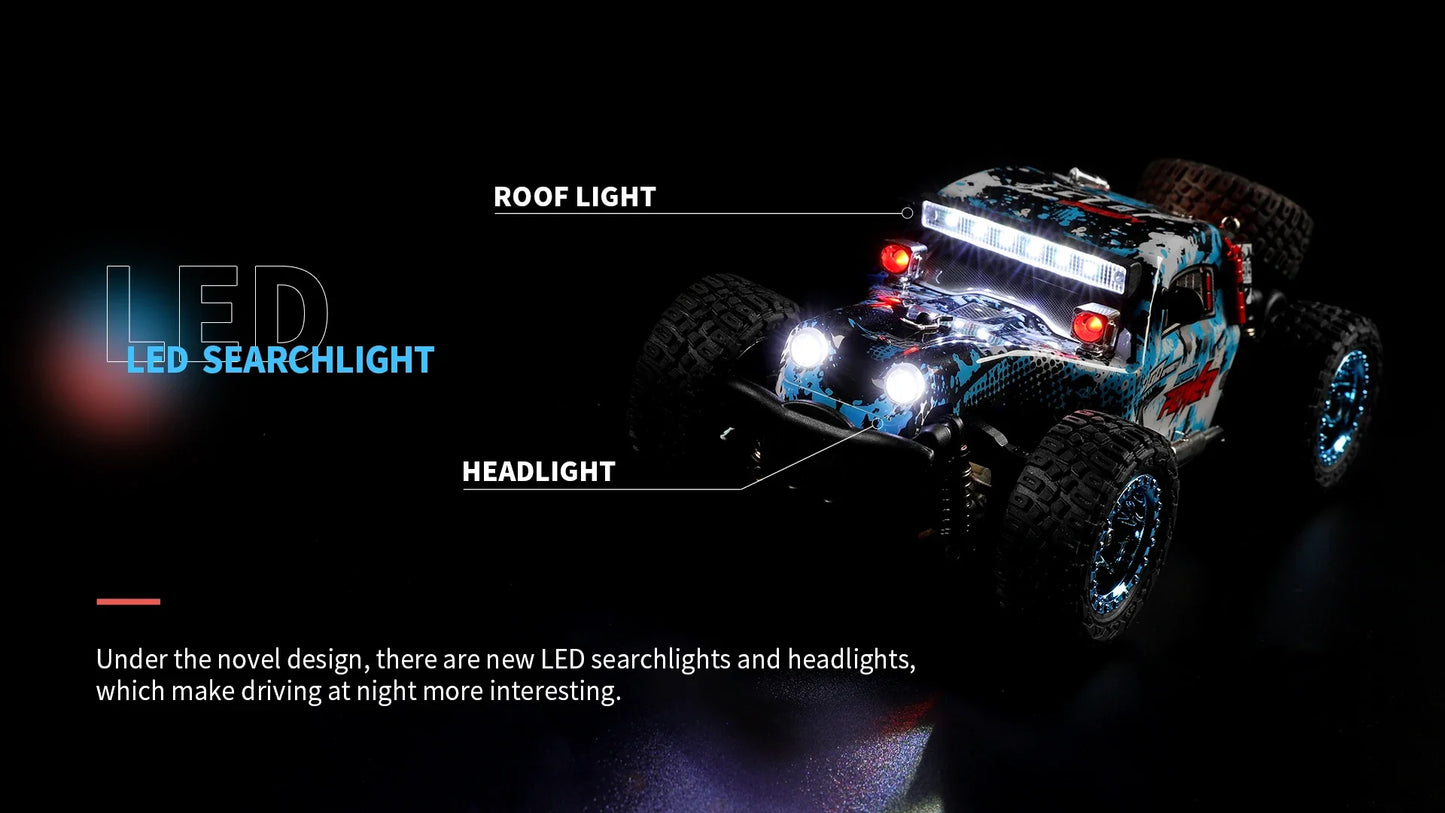 2025 Newest WLtoys  22206 1/22 With Led Lights 2.4G 4WD 15Km/H Metal Chassis Electric High Speed Off-Road Drift RC Cars.