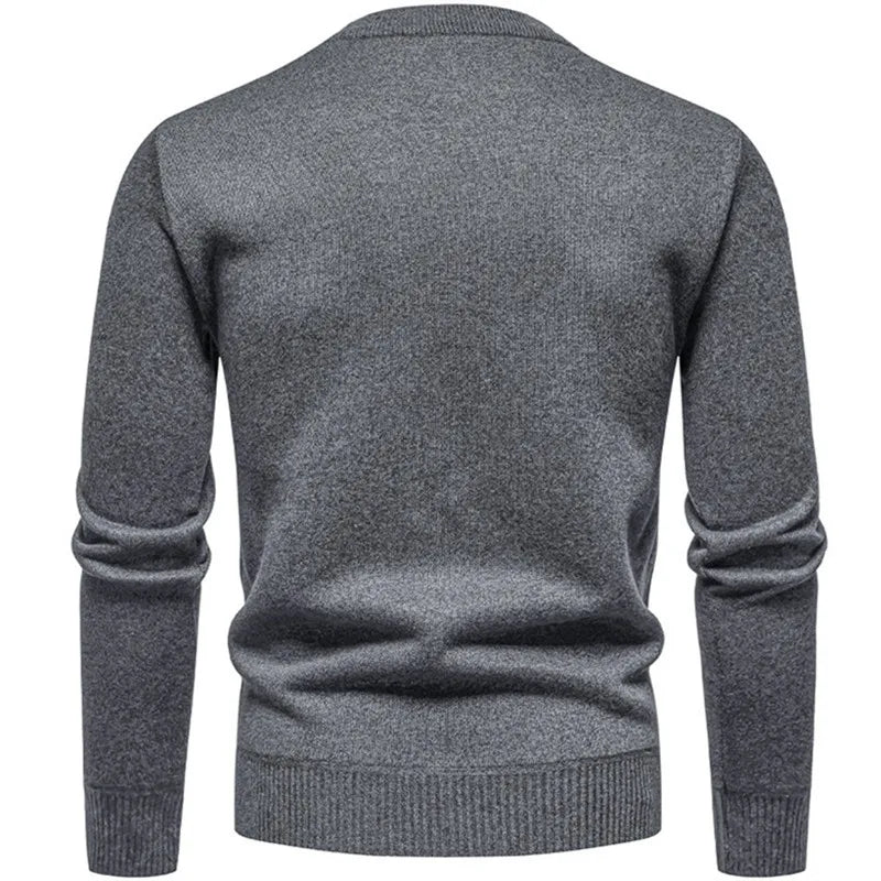 Autumn Winter Thick Knit Pullovers Men Solid Color Geometric Fashion Slim Fit Knitted Sweaters Mens Warm Casual Knitting Sweater.