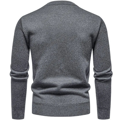 Autumn Winter Thick Knit Pullovers Men Solid Color Geometric Fashion Slim Fit Knitted Sweaters Mens Warm Casual Knitting Sweater.