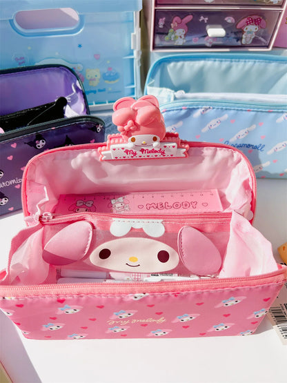 Sanrio Cinnamoroll Federmäppchen mit großem Fassungsvermögen, Hello Kitty Kuromi Melody, Kosmetiktaschen, Schreibwarentasche, Stiftbox, Schulbedarf.