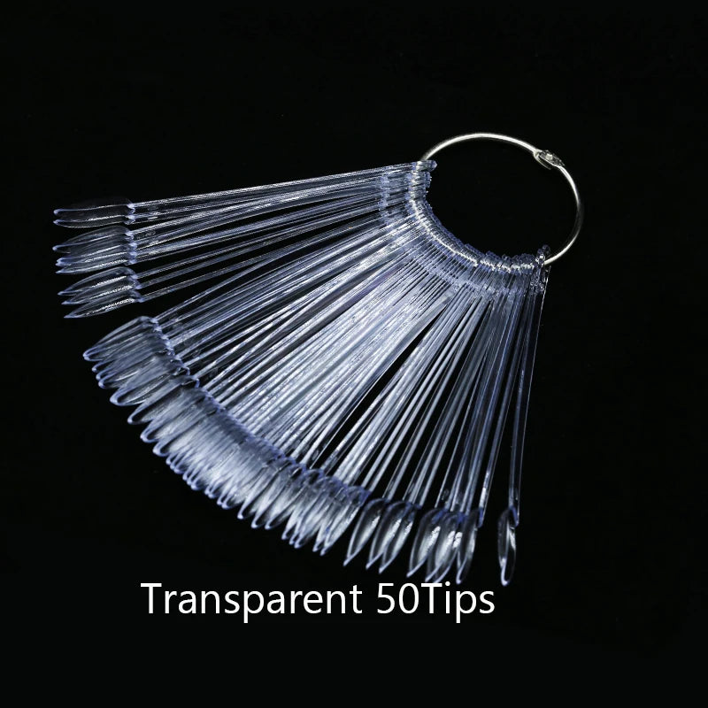 False Nail Tips fan Nature Clear Black 12/24/32/50 pcs/set Finger Full Card Nail Art Display Practice Polish all for Manicure