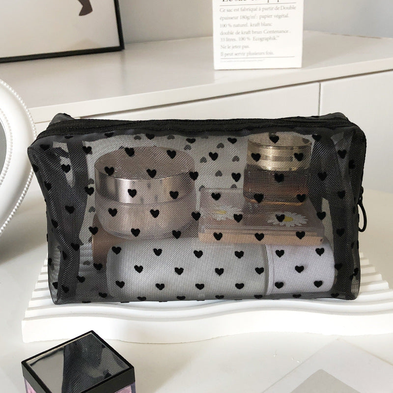 1pcs Transparent Mesh Zipper Cosmetic Bag Women Necessary Organizer Fashion Small Large Black Toiletry Bags Makeup Pouch Case.