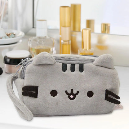 Plush Pencil Case Cute Cat Makeup Bag Large Capacity Portable Plush Animal Stationery Storage Pouch Zipper Closure Pen Case.