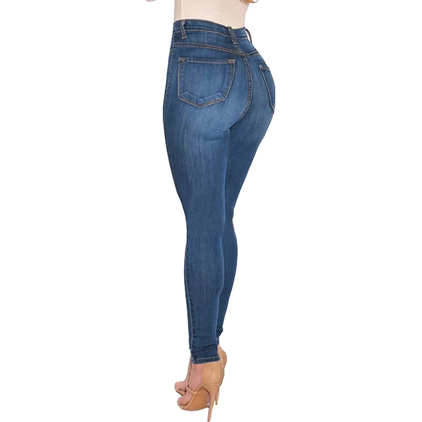 Skinny Colombian Jeans For Women 2024 High Waist Stretch Jeans 5 Button Push Up Butt Lifting Pockets Fashion Stretch Blue Jeans.