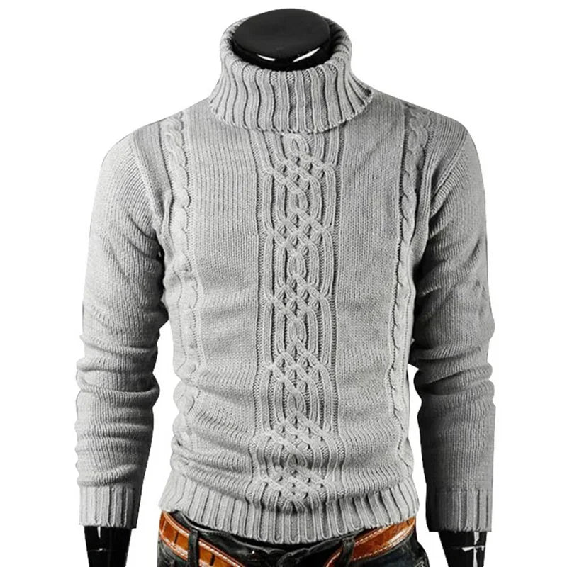 2025 Men's Warm Sweater Long Sleeve Turtleneck Sweater Retro Knitted  Pullover Sweaters.