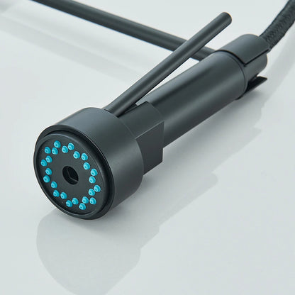 Chrome Brass Kitchen Sink Faucet Pull Down Hot and Cold Water Mixer2 Mode Tap with Dual Spout 360 Rotation Flexible Deck Mounted