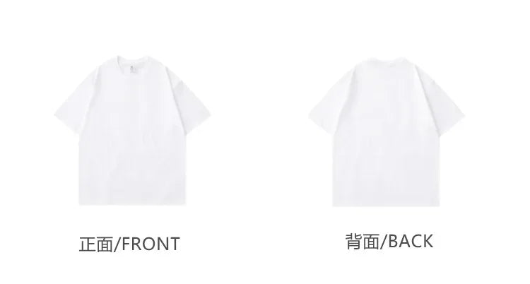 Summer Light Green Heavy Weight 300G Short Sleeved T-shirt Cotton  Men's Loose Casual Base Shirt Korean Tee Women's