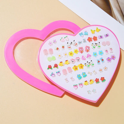Multicolor 36Pairs Cartoon Hypoallergenic Plastic Stud Earrings Set For Women Girl Cute Animal Flower Ear Wedding Gifts Jewelry.