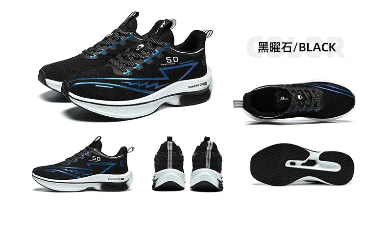 Men Sport Shoes Professional Cushioned Carbon Plate Running Shoes Breathable Lace-up Casual Sneakers Marathon Athletic Footwear