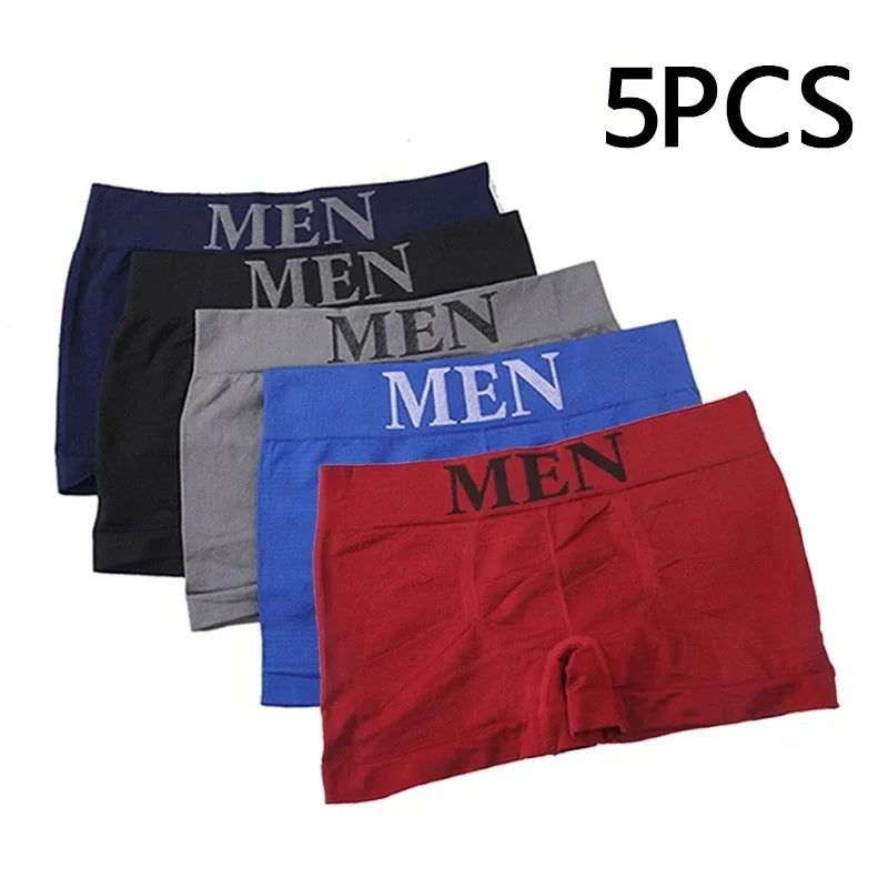 5 Stück hochelastische, atmungsaktive Boxershorts für Herren, bequeme, weiche Unterwäsche, einfarbige Höschen für den täglichen Gebrauch