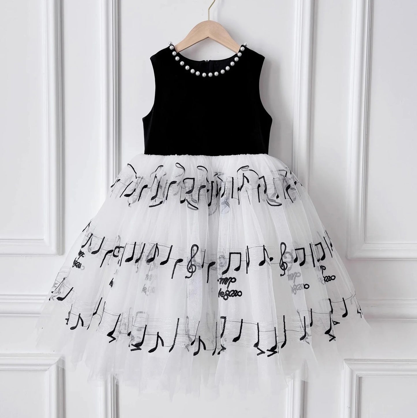 Gesticktes Tüllkleid für schwarze Mädchen, Perlenklavier, Performance-Kleid, Bühnenausstattung, Outfits, Sommer, Blumenspitze, formelle Kostümkleidung.