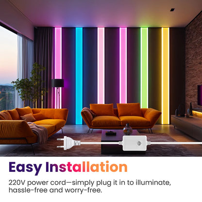 Dimmable COB LED Neon Light Strip 220V Dimmer Power Kit Waterproof 10 Colors 5m 10m 20m 30m 0.5m 288LEDs/m Flex Tube Lamp Decor.